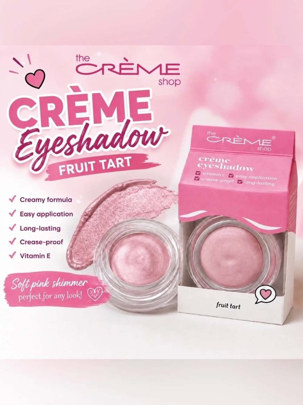 The Crème Shop Fruit Tart Crème Eyeshadow — Soft Pink